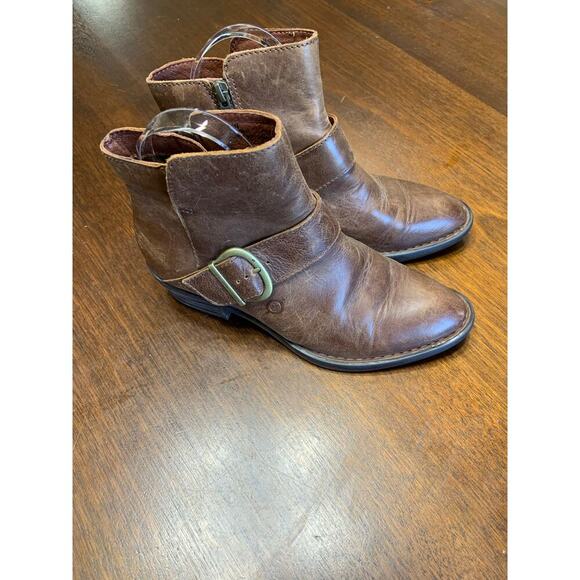 Born Brown Leather Ankle Boot Women 6 Fringe Grunge Western Cowgirl Witch Hobbit - Picture 9 of 10